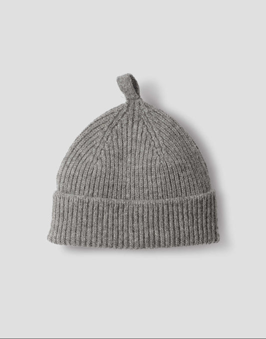 MHL. Simple Ribbed Beanie British Wool School Grey