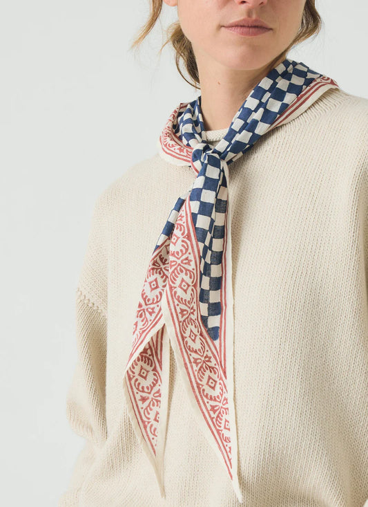 Toast Block Print Cook Check Bandana Provencal Blue