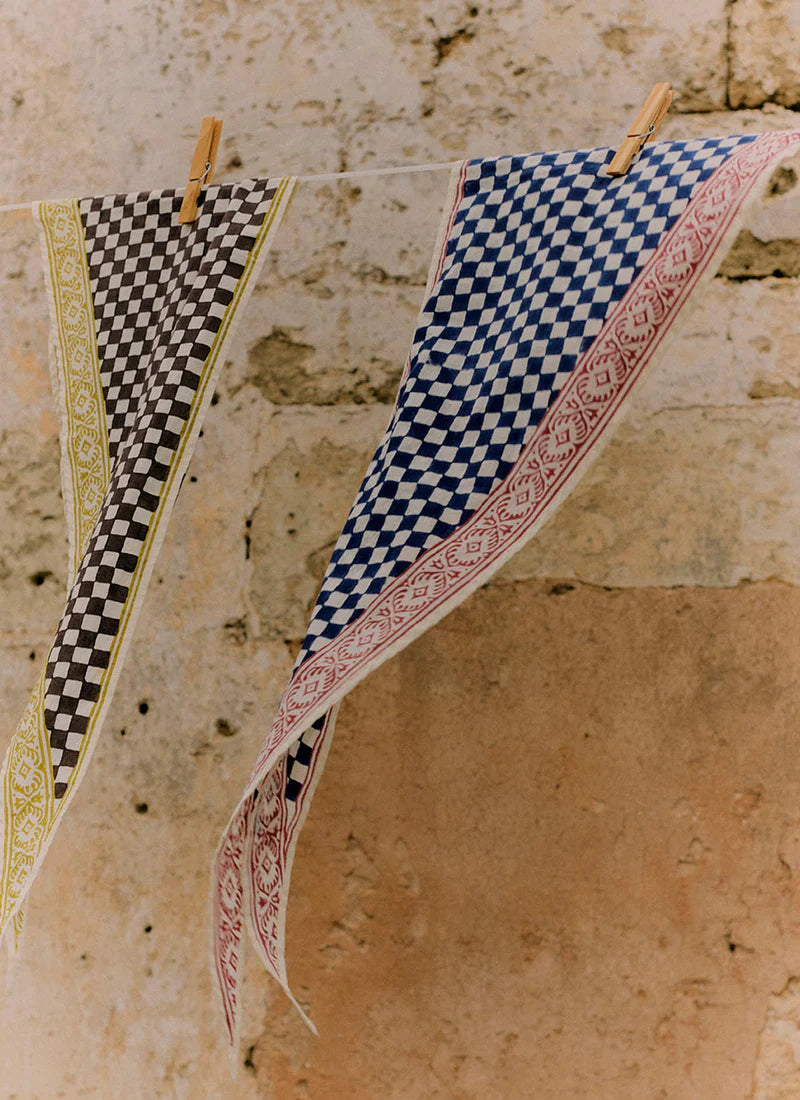 Toast Block Print Cook Check Bandana Provencal Blue