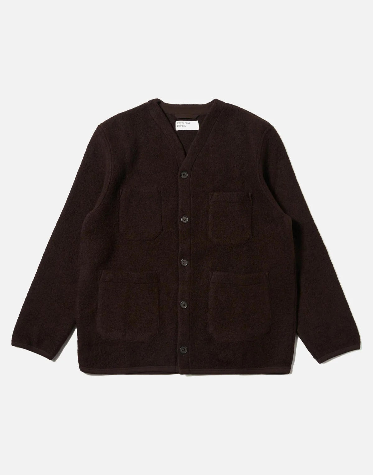 Universal Works Brown Wool Fleece Cardigan
