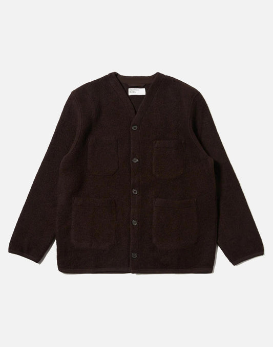 Universal Works Brown Wool Fleece Cardigan