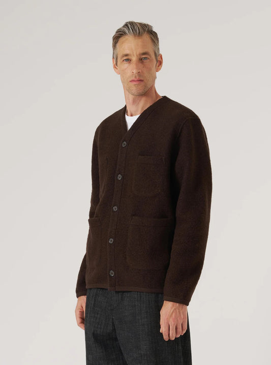 Universal Works Brown Wool Fleece Cardigan