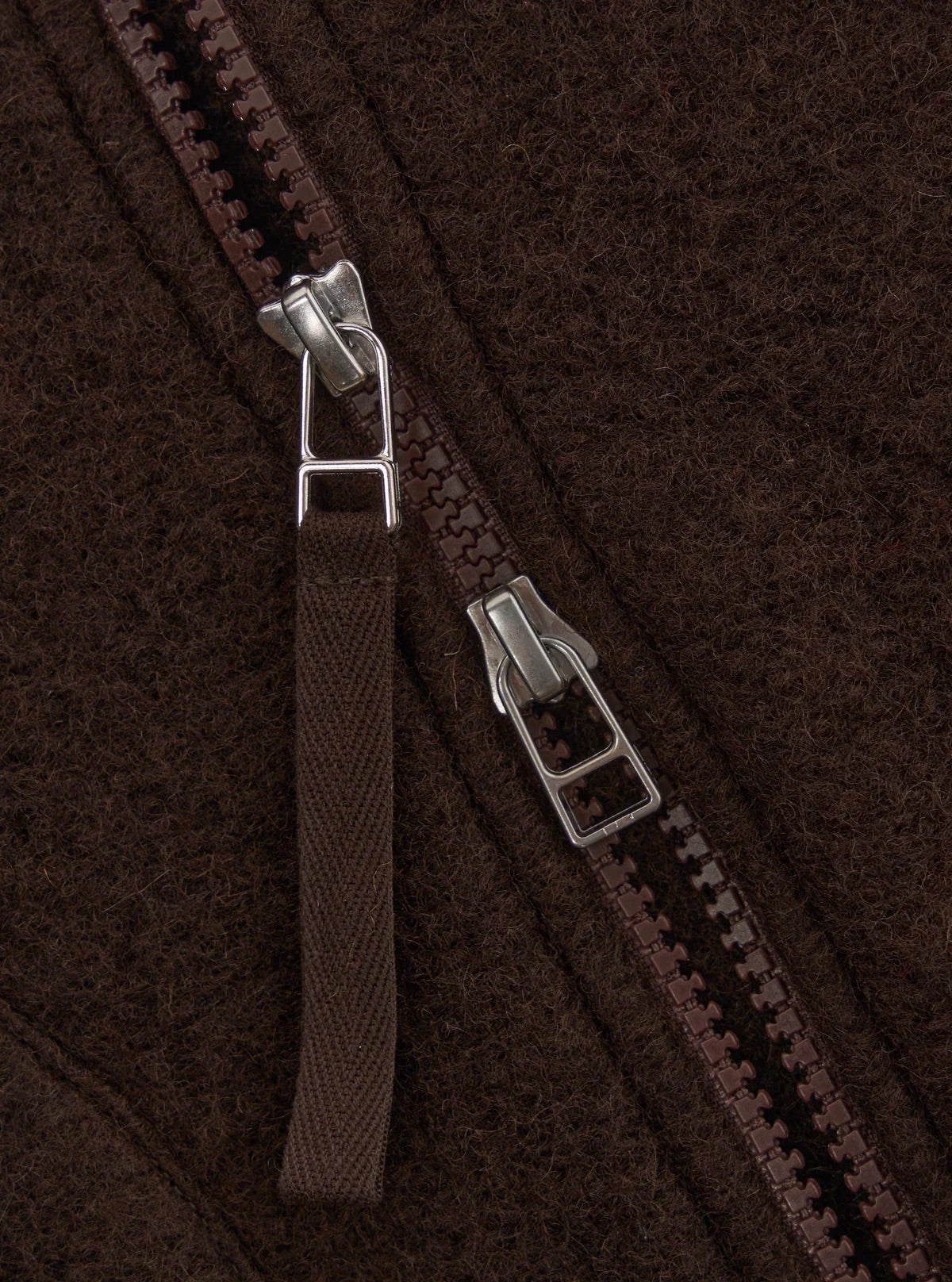 Universal Works Brown Wool Fleece Zip Waistcoat