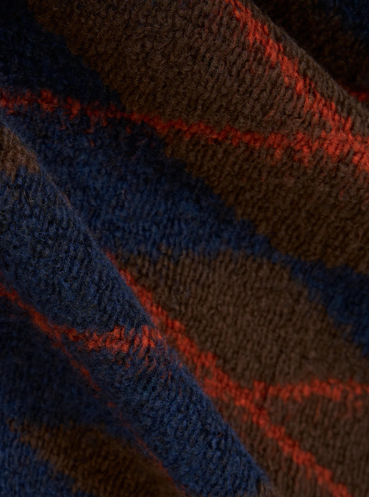 Universal Works Brown/Navy Argyll Fleece Cardigan