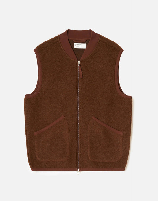 Universal Works Cacao Wool Fleece Zip Waistcoat