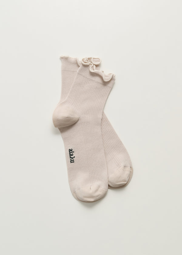 Aiayu Cotton Frill Sock Milk