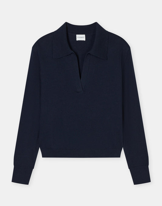 Closed Cotton Polo Longsleeve Dark Night