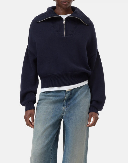 Closed Cropped Troyer Dark Navy