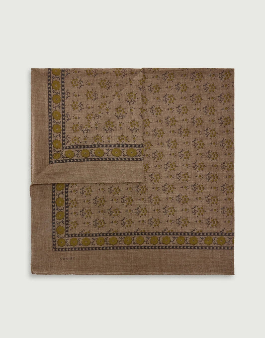 Soeur Classique Printed Scarf Chiné Taupe/Khaki