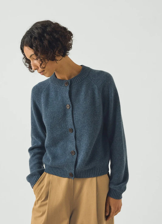 Toast Eden Wool Cashmere Raglan Cardigan Stormy Blue