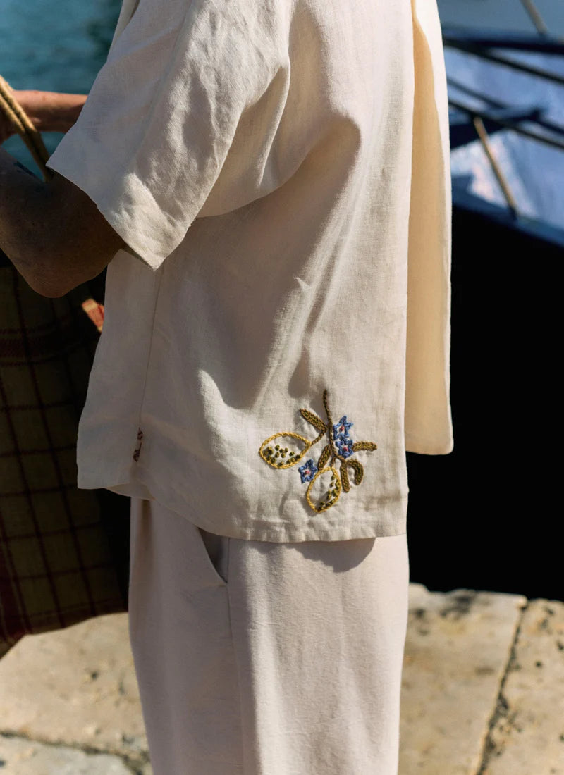 Toast Embroidered Al Fresco Linen Shirt Lemon