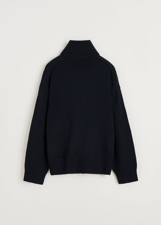 Aiayu Farah Sweater Highland Wool Black Navy