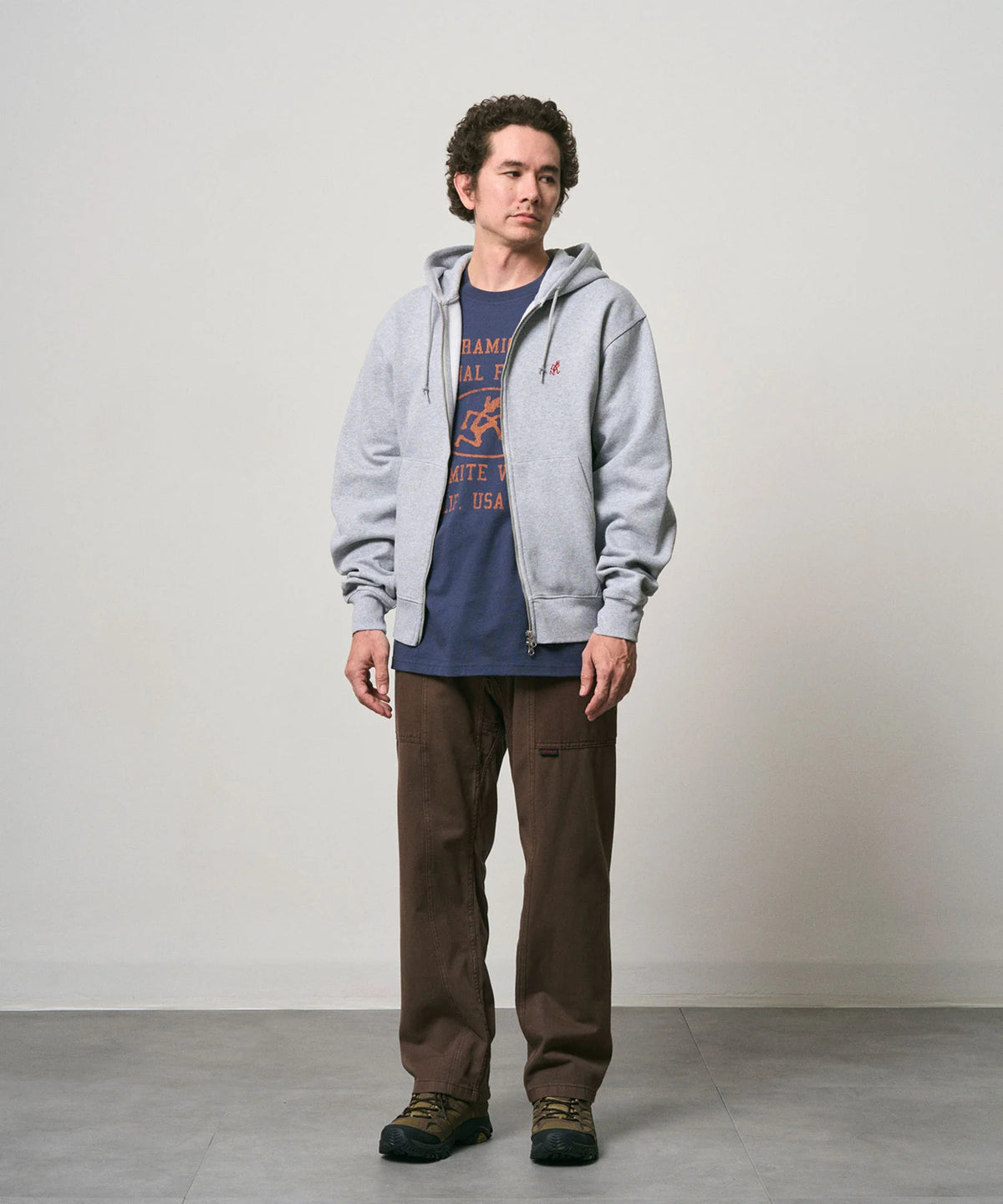 Gramicci One Point Zip Hooded Sweatshirt Grey Heather