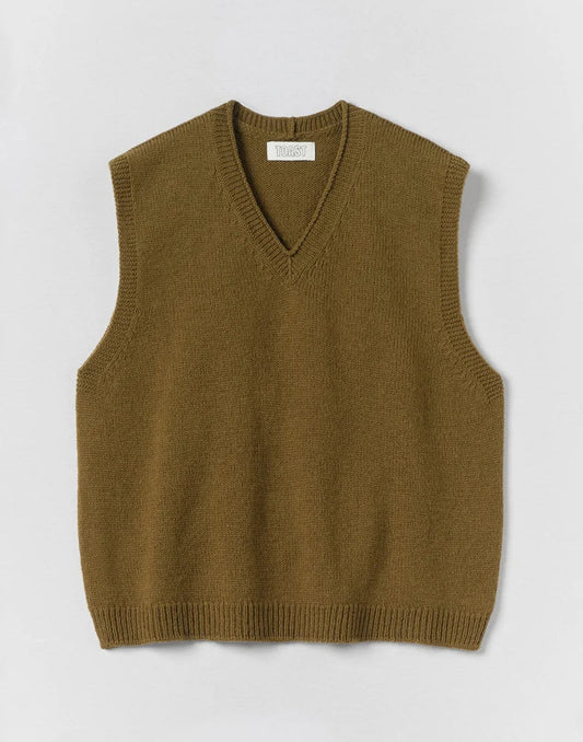 Toast High V Neck Wool Tank Brass
