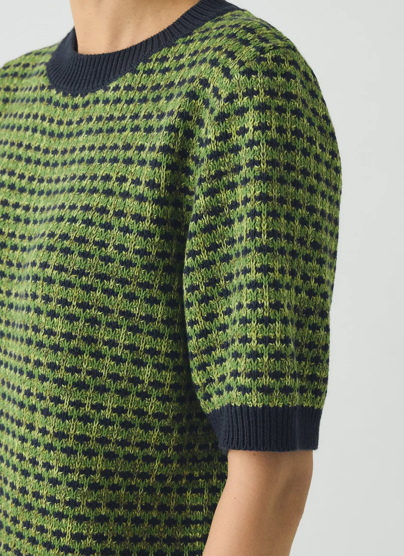 Toast Jacquard Knitted Cotton Top Green