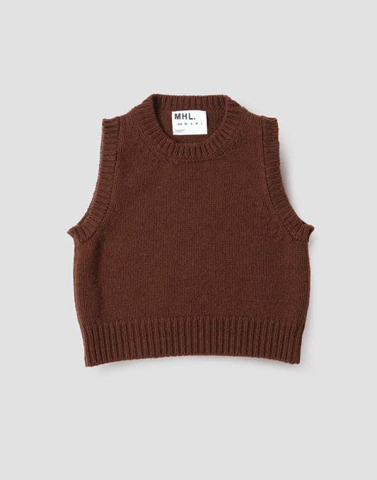 MHL. Chunky Crew Neck Slipover British Merino Rust Brown