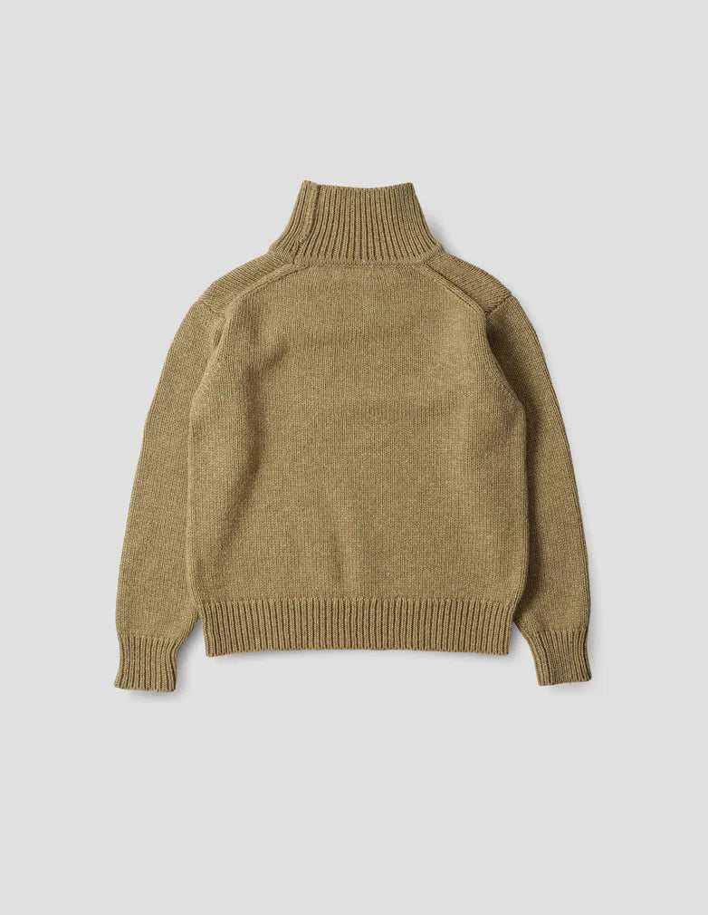 MHL. Chunky High Neck Sweater Wool Cotton Asparagus