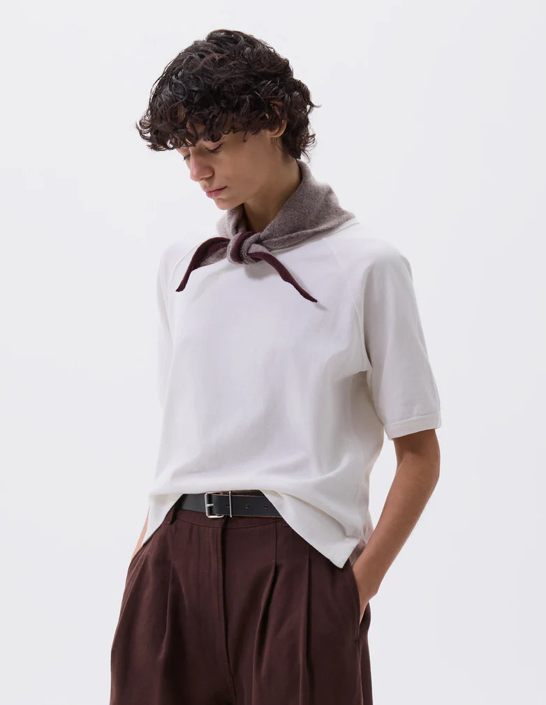 MHL. Tipped Scout Scarf Lambswool Pebble/Mahogany