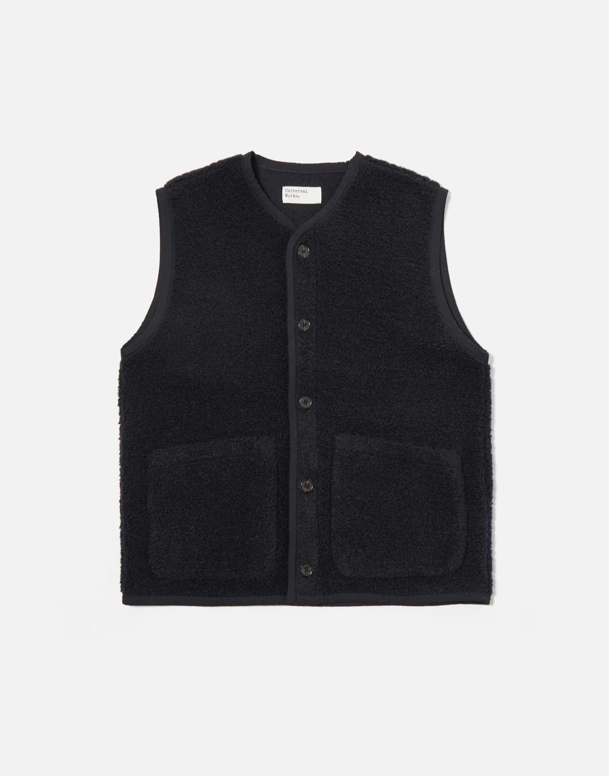 Universal Works Navy Alvar Fleece Lancaster Gilet