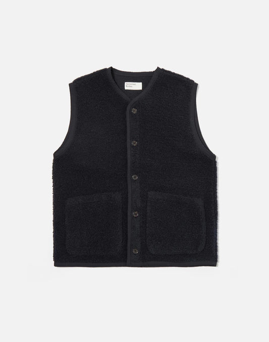 Universal Works Navy Alvar Fleece Lancaster Gilet