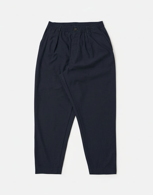 Universal Works Navy Valencia Cotton Pleated Track Pant