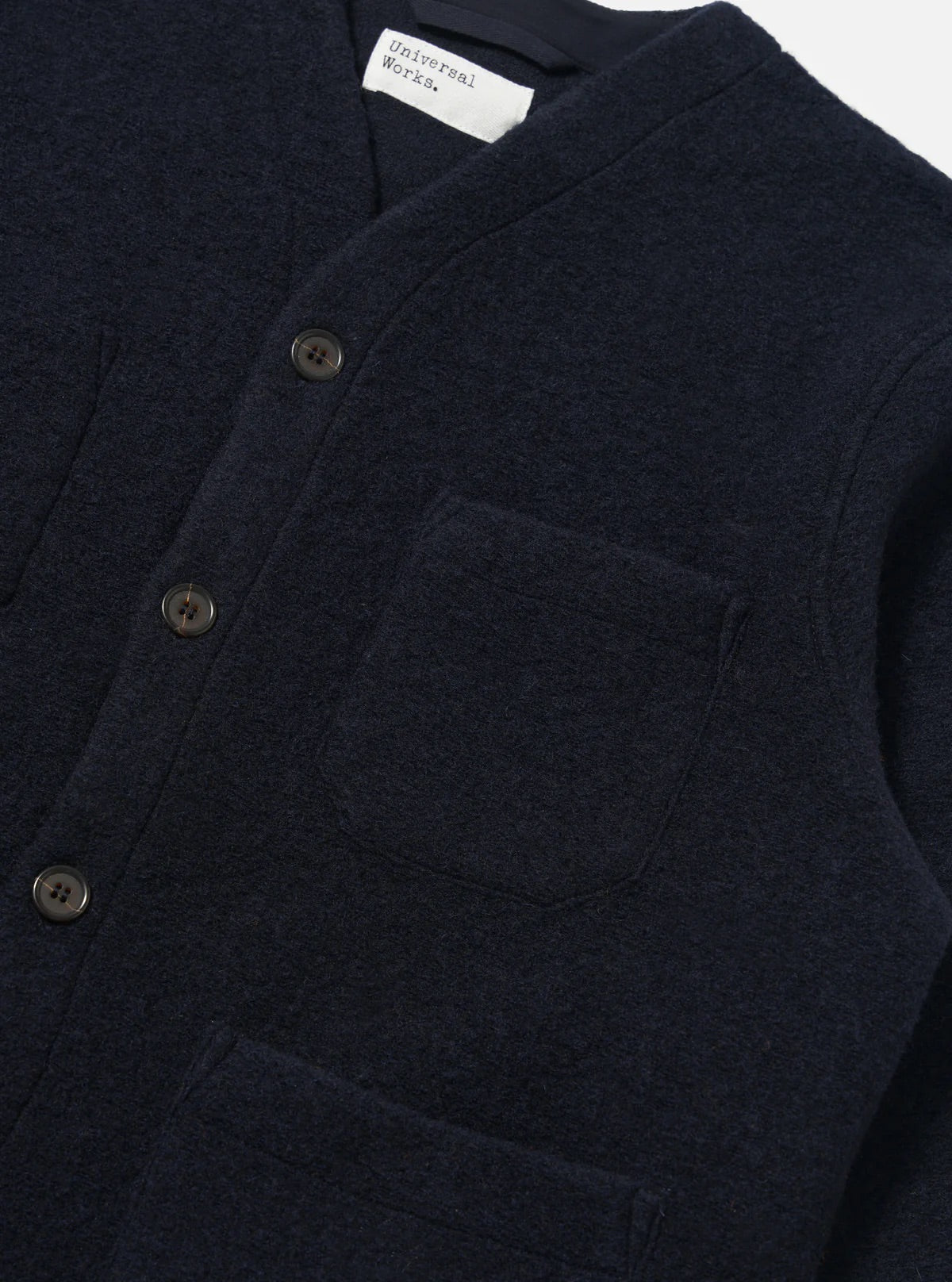 Universal Works Navy Wool Fleece Cardigan