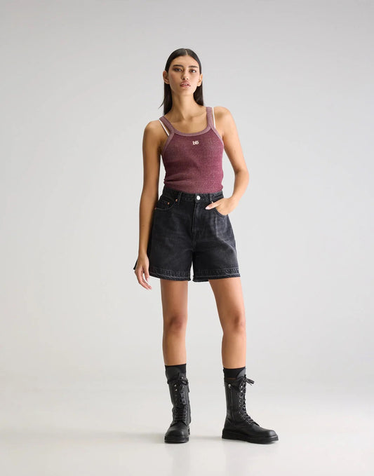 Bellerose Pactol Wide Denim Shorts Used Black