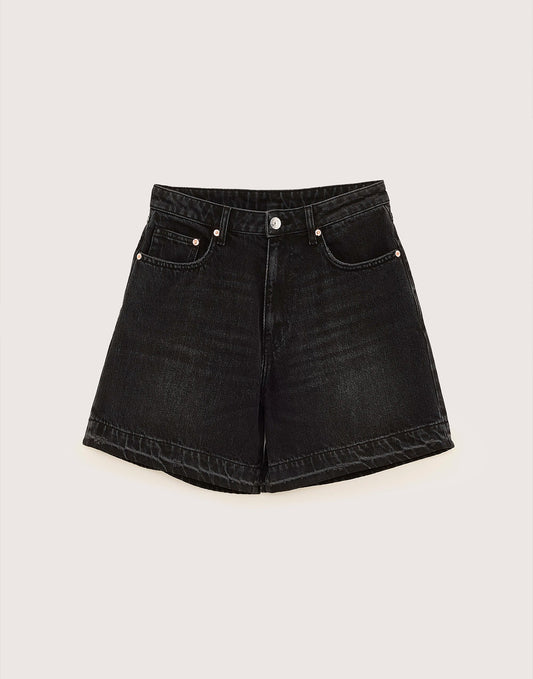 Bellerose Pactol Wide Denim Shorts Used Black