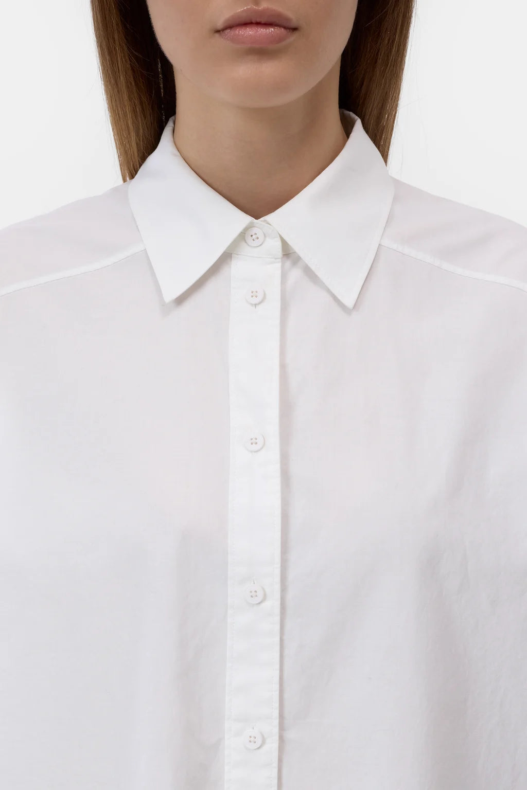 Closed Poplin Blouse With Embroideries White