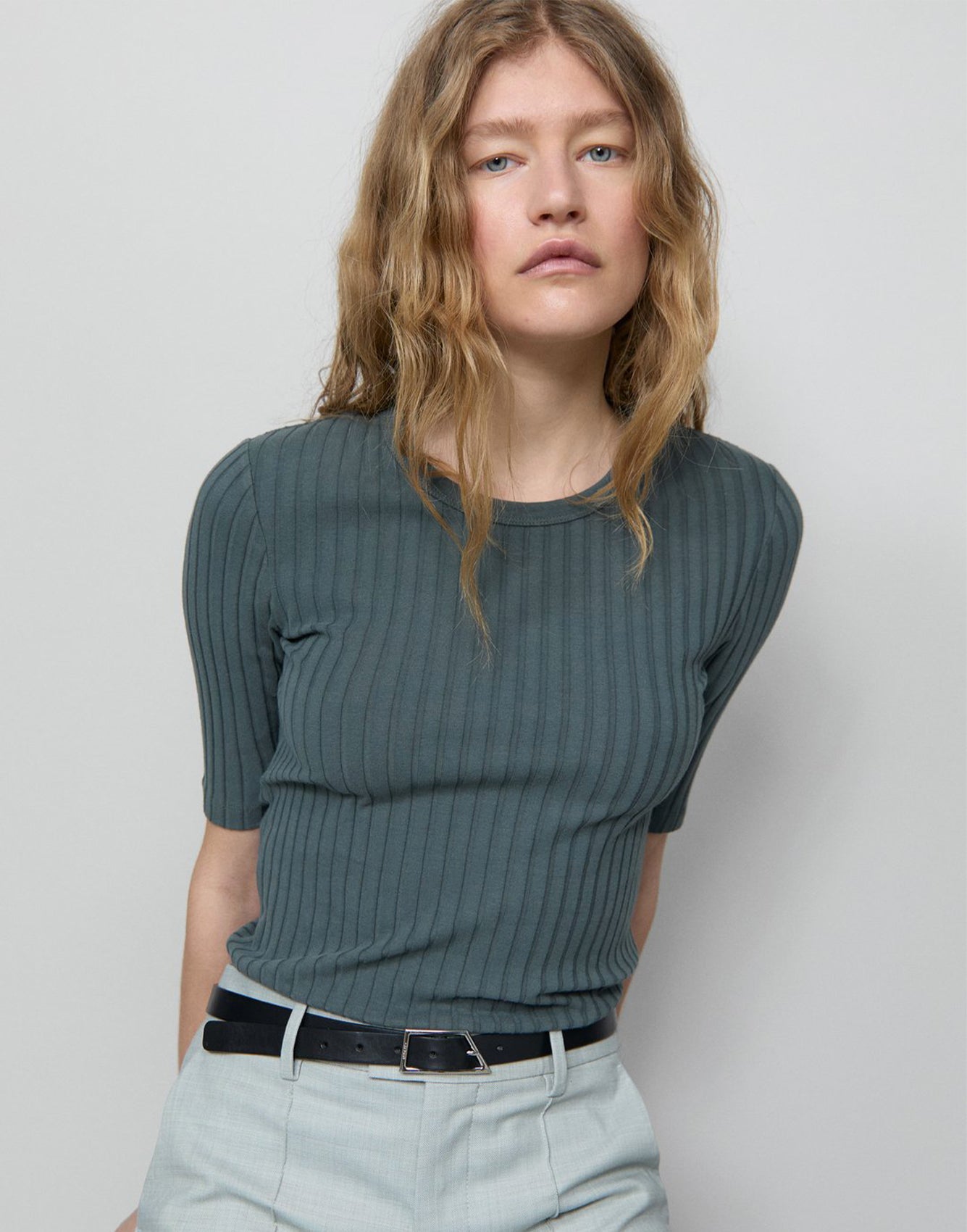 Closed Ribbed T-shirt Pini Green