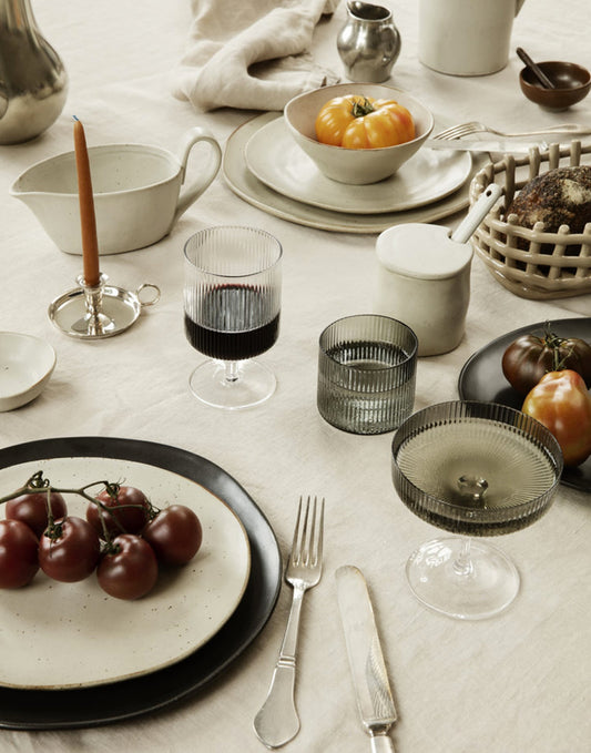 Ferm Living Ripple Champagne Saucers (set of 2) Smoked Grey