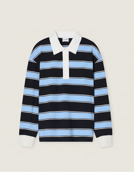 Closed Striped Rugby Shirt Sky Blue
