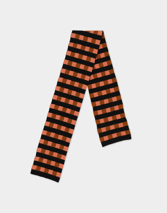 Jo Gordon Small Check&Stripe Scarf Plaster&Cumin