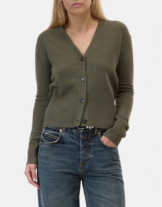 Closed Wool Cardigan Forest Green