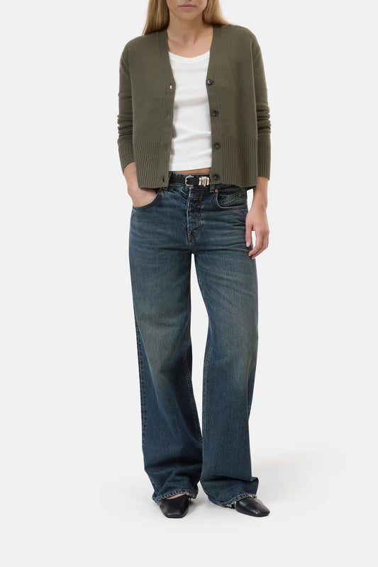 Closed Wool Cardigan Forest Green