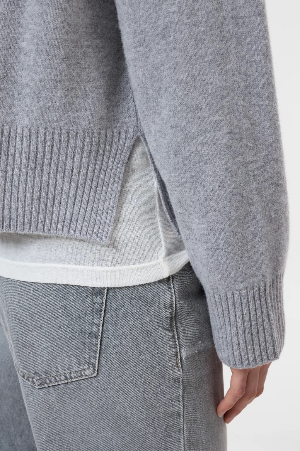 Closed Wool Jumper Light Grey Melange