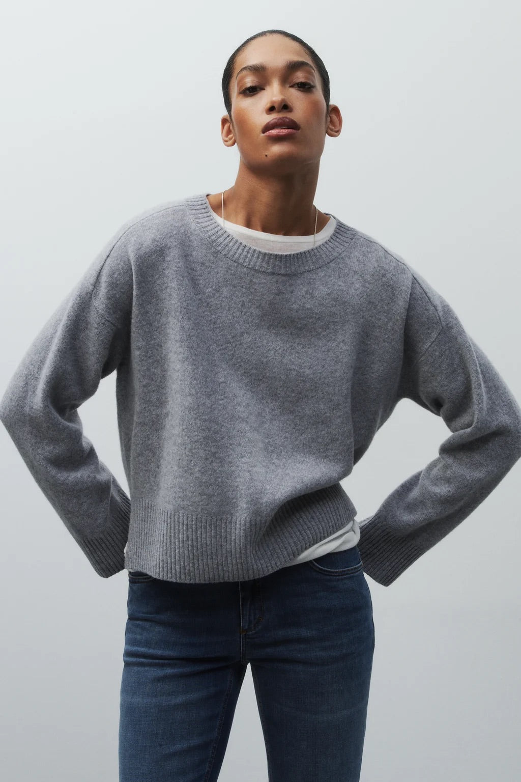 Closed Wool Jumper Light Grey Melange