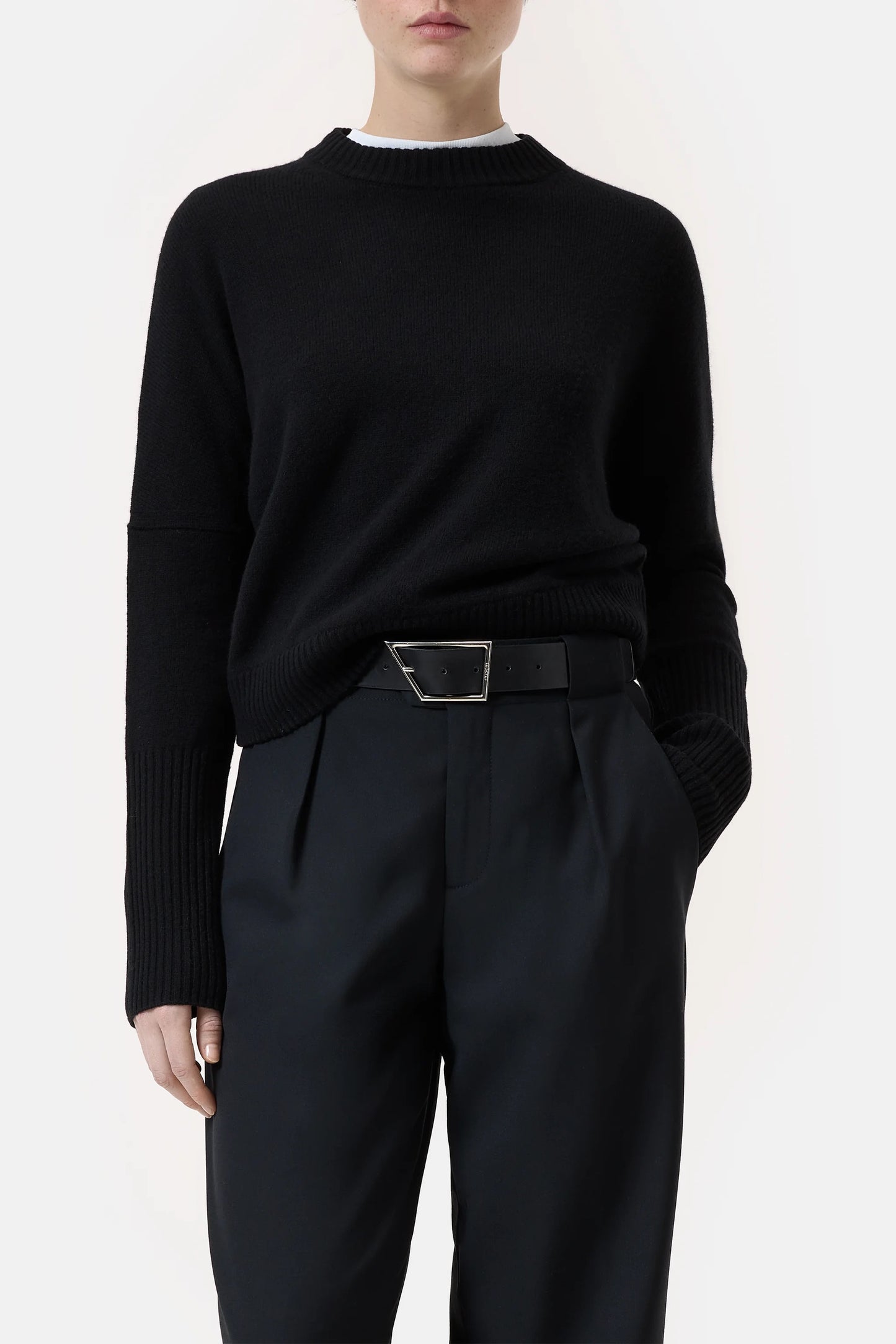 Closed Wool Round Neck Jumper Black