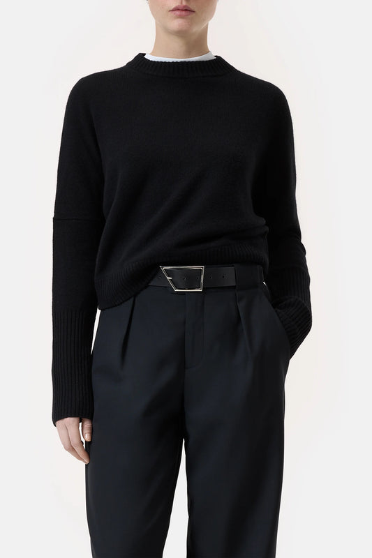 Closed Wool Round Neck Jumper Black