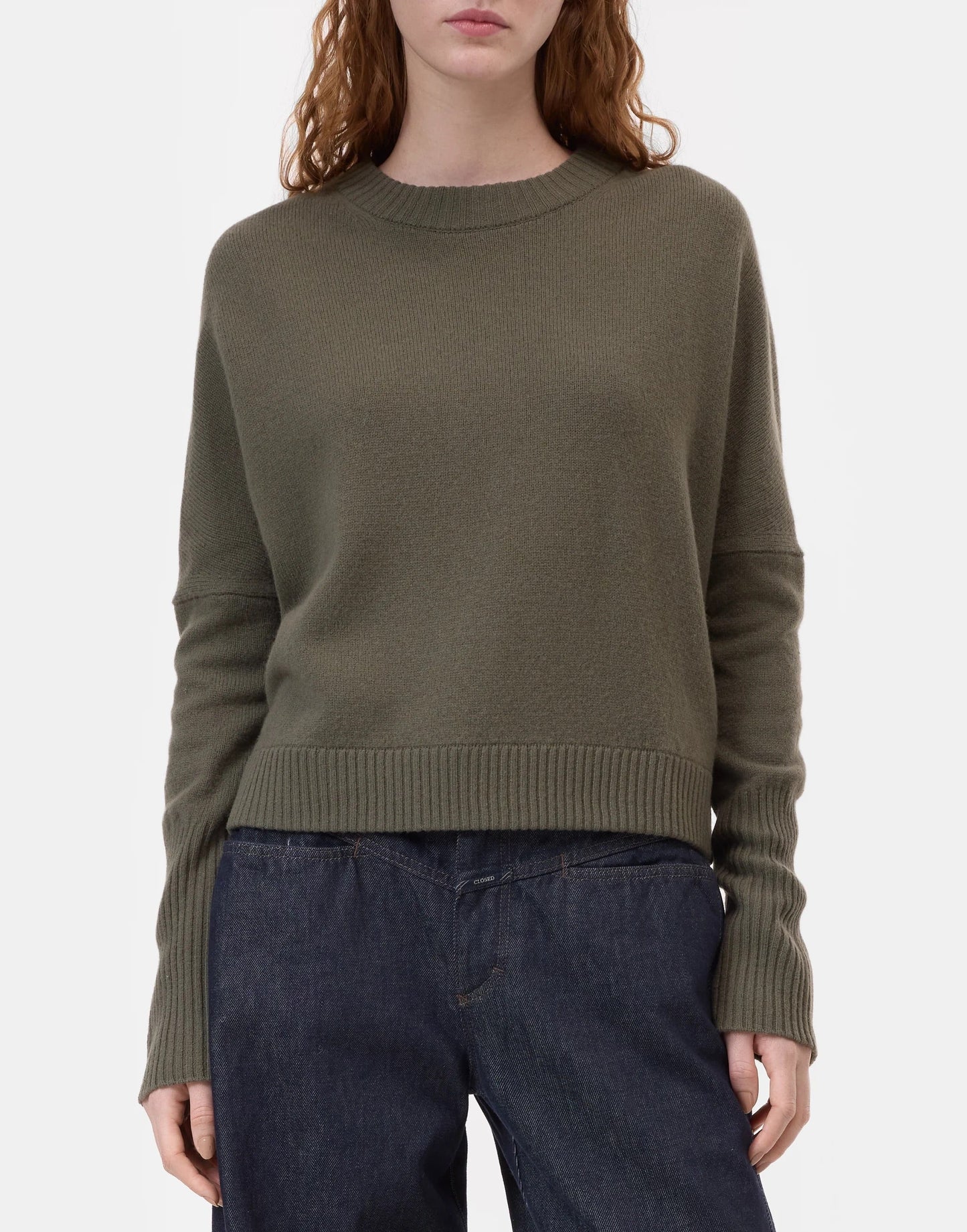 Closed Wool Round Neck Jumper Forest Green