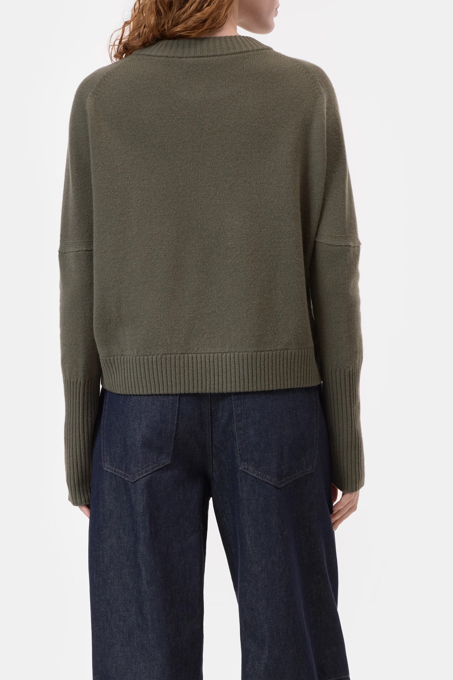 Closed Wool Round Neck Jumper Forest Green