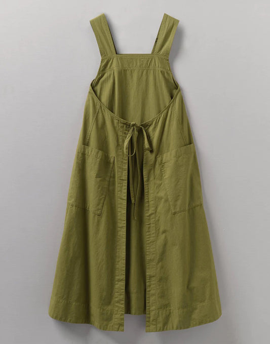 Toast Cotton Linen Poplin Apron Dress Wax Green