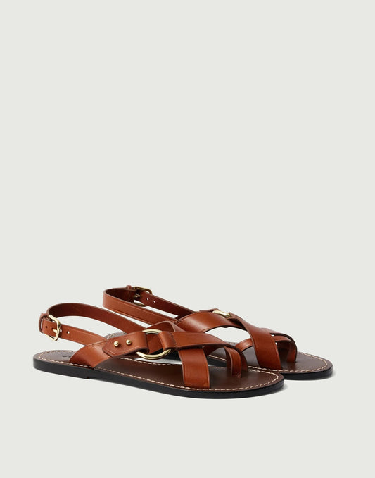Soeur Florence Leather Sandals Cognac