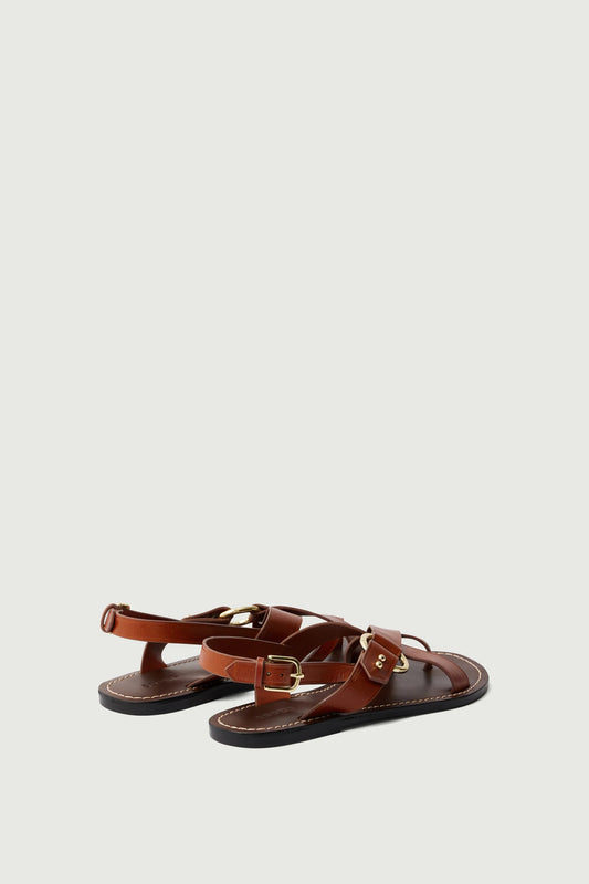 Soeur Florence Leather Sandals Cognac