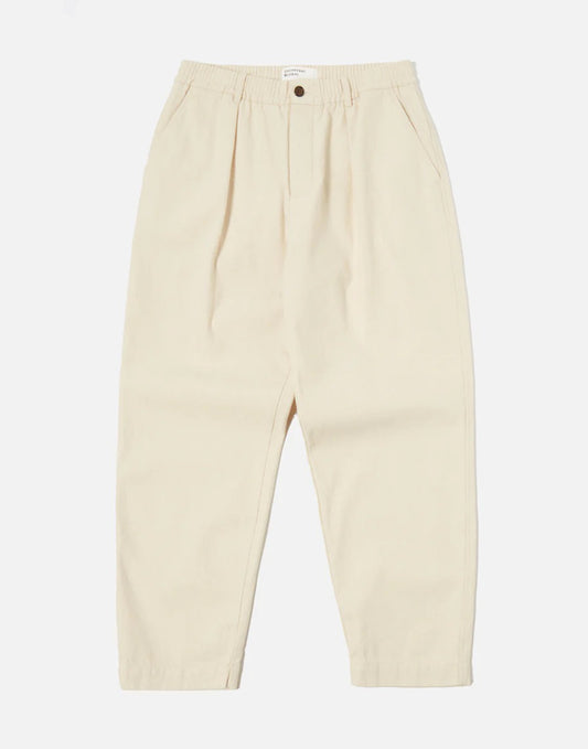 Universal Works Pleated Track Pant In Ecru Recycled Cotton