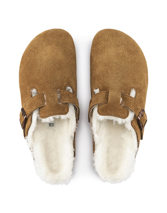 Birkenstock Boston Shearling Suede Leather Mink