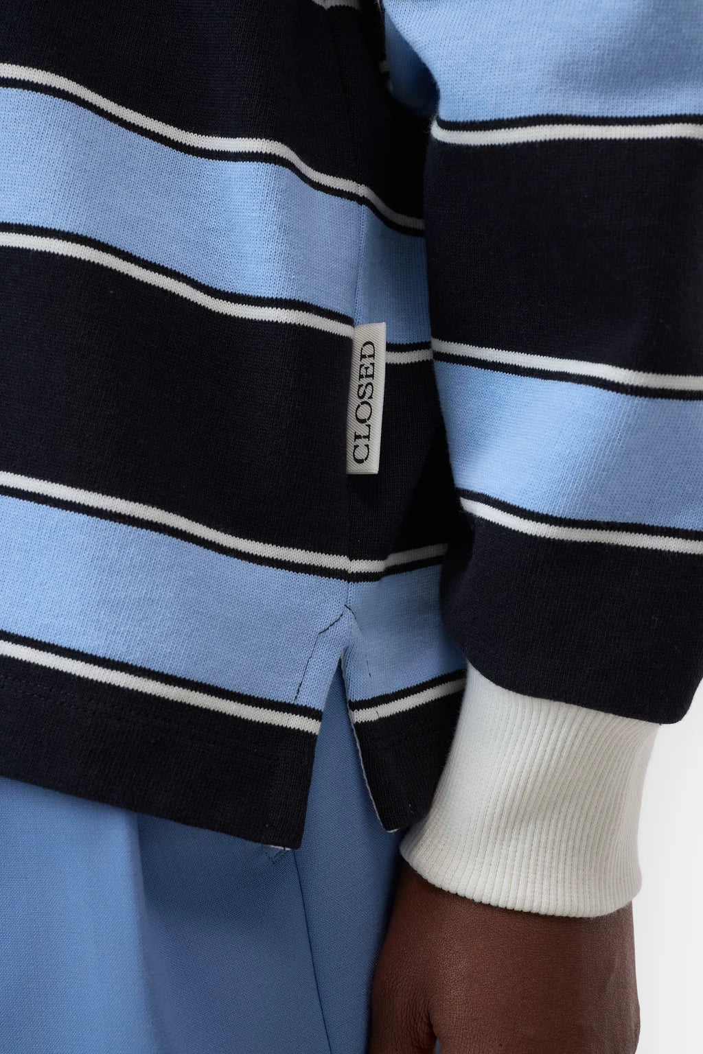 Closed Striped Rugby Shirt Sky Blue