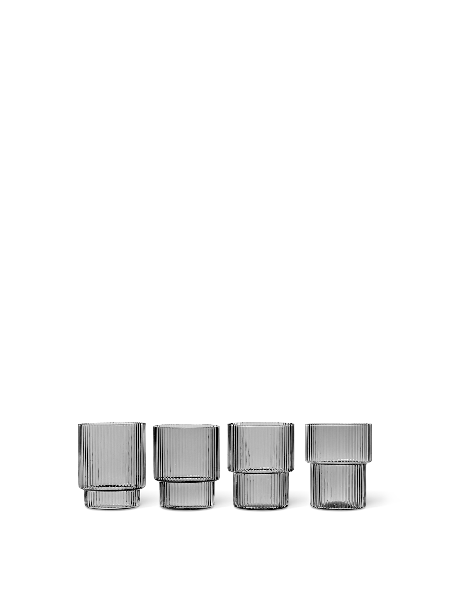 Ferm Living Ripple Glasses (Set of 4) Smoked Grey