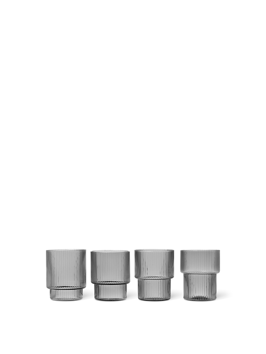 Ferm Living Ripple Glasses (Set of 4) Smoked Grey