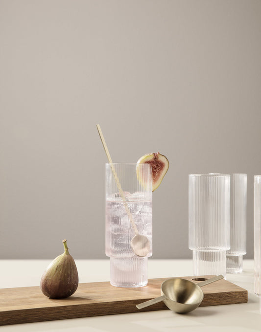 Ferm Living Ripple Long Drink Glasses (Set of 4) Clear